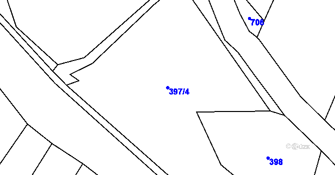 Parcela st. 397/4 v KÚ Prostřední Vydří, Katastrální mapa