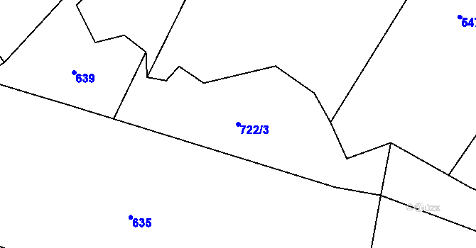 Parcela st. 722/3 v KÚ Prostřední Vydří, Katastrální mapa