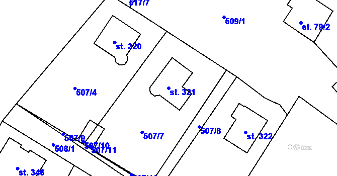 Parcela st. 321 v KÚ Kostěnice, Katastrální mapa