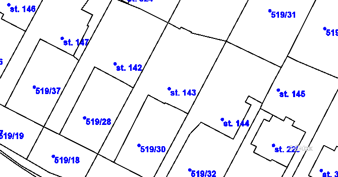 Parcela st. 143 v KÚ Kostěnice, Katastrální mapa