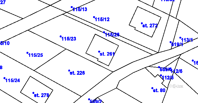Parcela st. 261 v KÚ Kostěnice, Katastrální mapa
