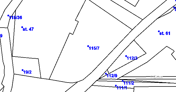 Parcela st. 115/7 v KÚ Kostěnice, Katastrální mapa
