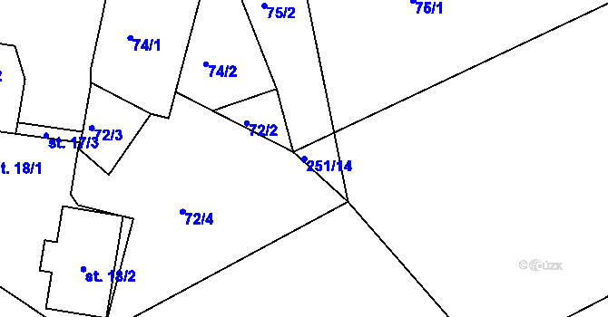 Parcela st. 251/14 v KÚ Kostěnice, Katastrální mapa