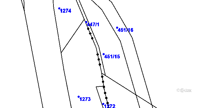 Parcela st. 451/15 v KÚ Kostěnice, Katastrální mapa