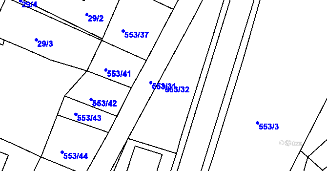 Parcela st. 553/32 v KÚ Kostěnice, Katastrální mapa