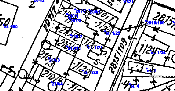Parcela st. 1/21 v KÚ Kostice, Katastrální mapa
