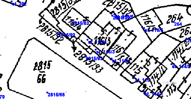 Parcela st. 116/3 v KÚ Kostice, Katastrální mapa