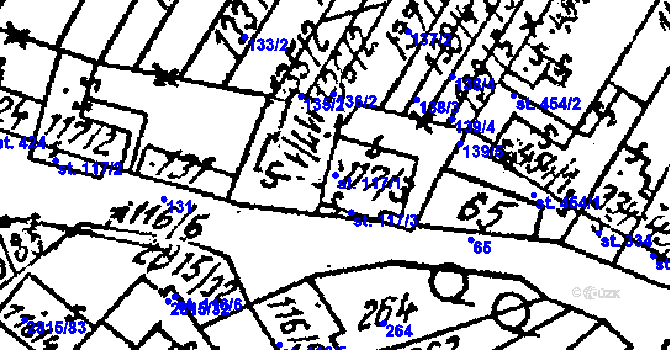 Parcela st. 117/1 v KÚ Kostice, Katastrální mapa