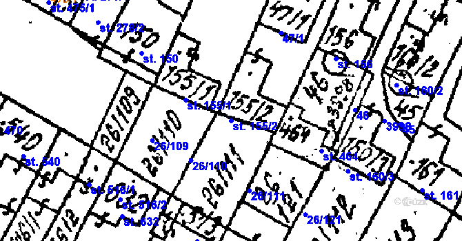 Parcela st. 155/2 v KÚ Kostice, Katastrální mapa