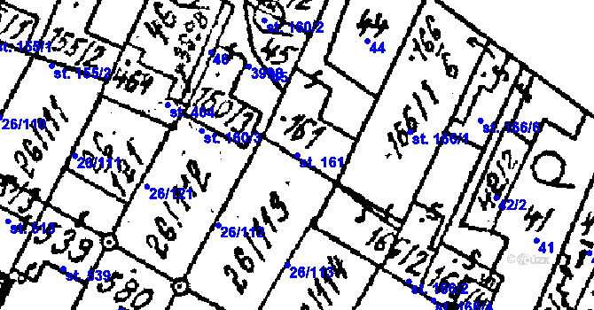 Parcela st. 161 v KÚ Kostice, Katastrální mapa