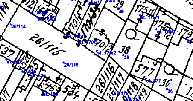 Parcela st. 170/2 v KÚ Kostice, Katastrální mapa
