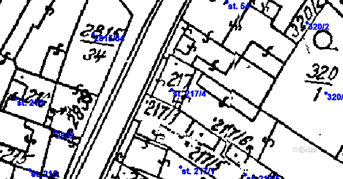 Parcela st. 217/4 v KÚ Kostice, Katastrální mapa