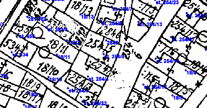 Parcela st. 254/5 v KÚ Kostice, Katastrální mapa