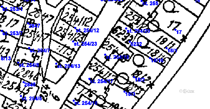 Parcela st. 254/18 v KÚ Kostice, Katastrální mapa