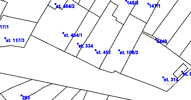 Parcela st. 452 v KÚ Kostice, Katastrální mapa