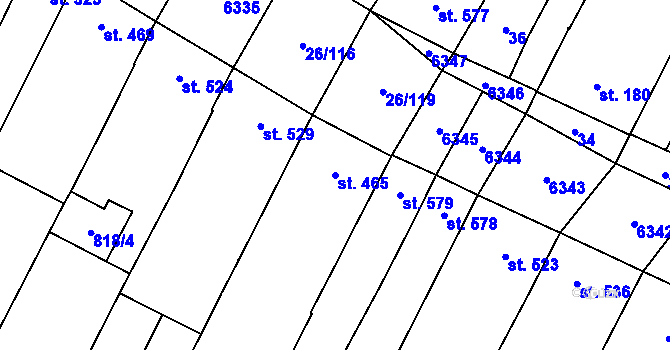 Parcela st. 465 v KÚ Kostice, Katastrální mapa