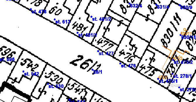 Parcela st. 477 v KÚ Kostice, Katastrální mapa