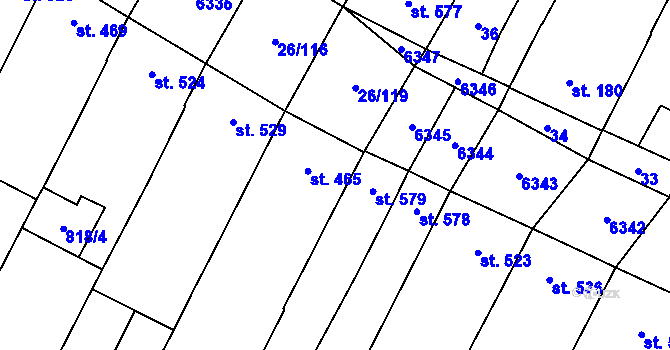 Parcela st. 579 v KÚ Kostice, Katastrální mapa