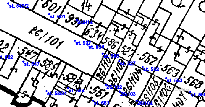 Parcela st. 586 v KÚ Kostice, Katastrální mapa