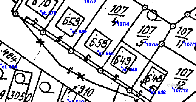 Parcela st. 658 v KÚ Kostice, Katastrální mapa