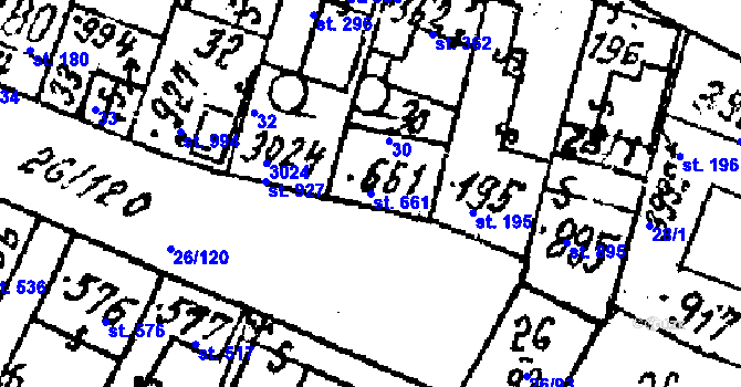 Parcela st. 661 v KÚ Kostice, Katastrální mapa