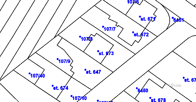 Parcela st. 673 v KÚ Kostice, Katastrální mapa