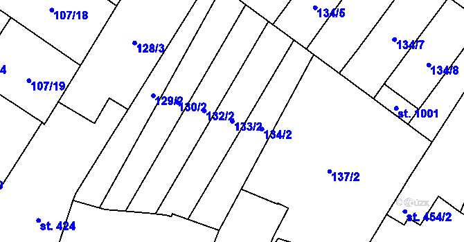 Parcela st. 133/2 v KÚ Kostice, Katastrální mapa