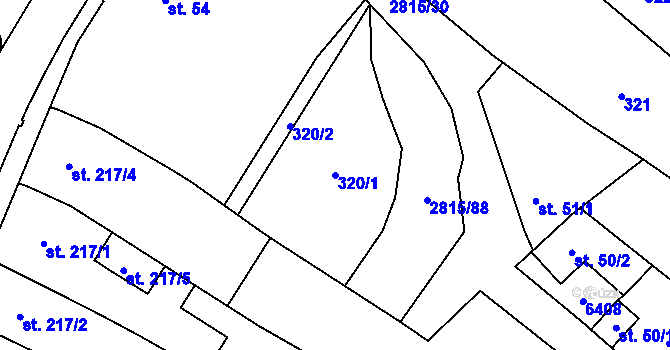 Parcela st. 320/1 v KÚ Kostice, Katastrální mapa