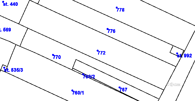 Parcela st. 772 v KÚ Kostice, Katastrální mapa