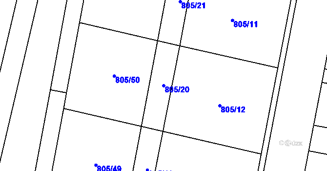 Parcela st. 805/20 v KÚ Kostice, Katastrální mapa