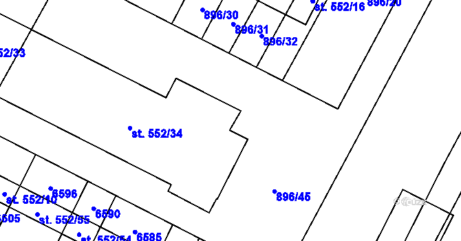 Parcela st. 896/44 v KÚ Kostice, Katastrální mapa