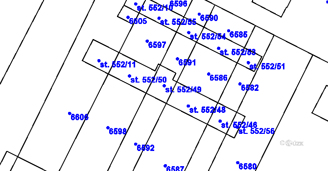 Parcela st. 552/49 v KÚ Kostice, Katastrální mapa
