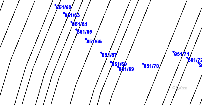 Parcela st. 851/67 v KÚ Kostice, Katastrální mapa