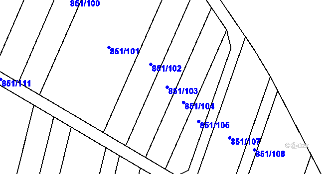 Parcela st. 851/103 v KÚ Kostice, Katastrální mapa