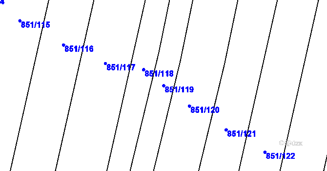 Parcela st. 851/119 v KÚ Kostice, Katastrální mapa