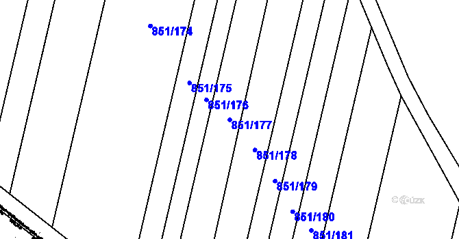 Parcela st. 851/177 v KÚ Kostice, Katastrální mapa