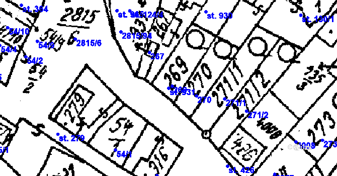 Parcela st. 931 v KÚ Kostice, Katastrální mapa