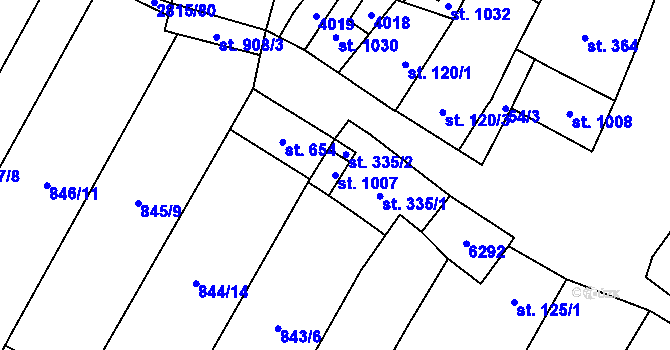 Parcela st. 1007 v KÚ Kostice, Katastrální mapa