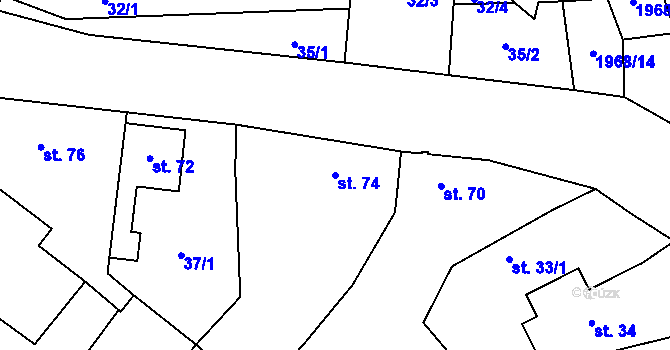 Parcela st. 74 v KÚ Kostníky, Katastrální mapa