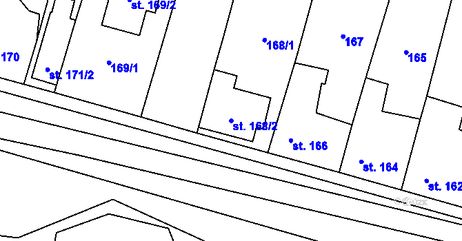 Parcela st. 168/2 v KÚ Kostomlátky, Katastrální mapa