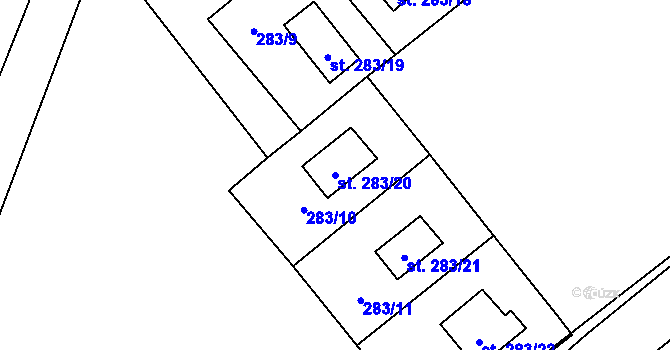 Parcela st. 283/20 v KÚ Kostomlátky, Katastrální mapa