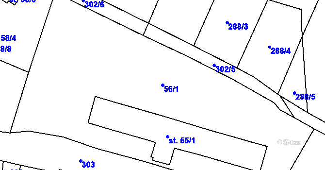Parcela st. 56/1 v KÚ Kostomlátky, Katastrální mapa