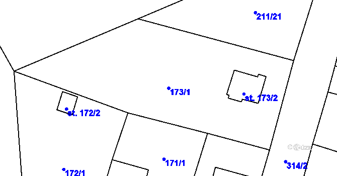 Parcela st. 173/1 v KÚ Kostomlátky, Katastrální mapa