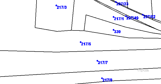 Parcela st. 217/5 v KÚ Kostomlátky, Katastrální mapa
