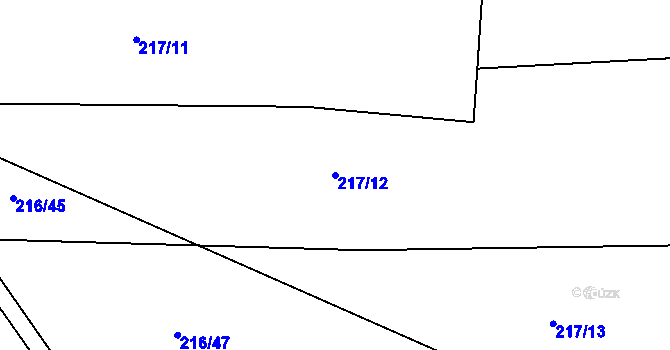 Parcela st. 217/12 v KÚ Kostomlátky, Katastrální mapa