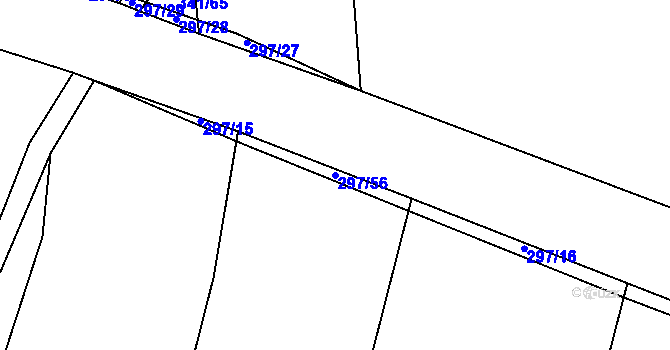 Parcela st. 297/56 v KÚ Kostomlátky, Katastrální mapa