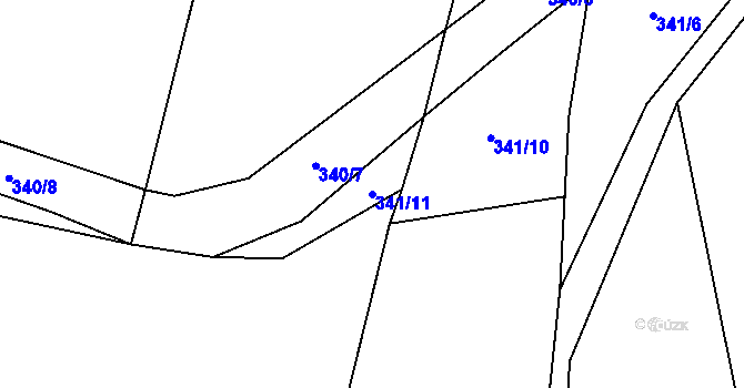 Parcela st. 341/11 v KÚ Kostomlátky, Katastrální mapa