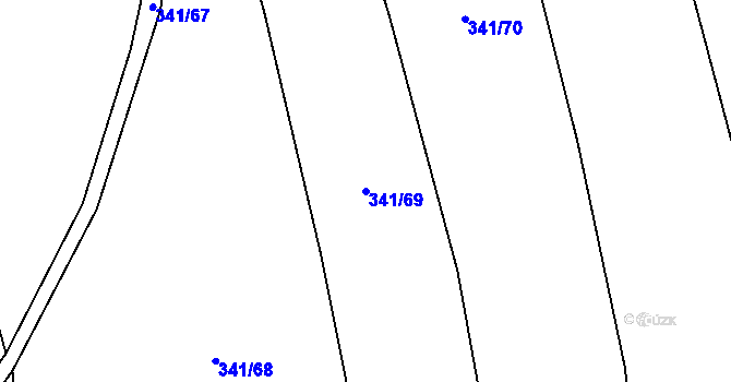 Parcela st. 341/69 v KÚ Kostomlátky, Katastrální mapa