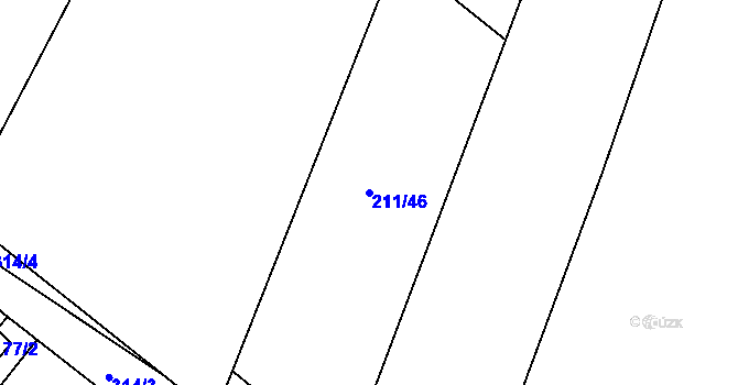 Parcela st. 211/46 v KÚ Kostomlátky, Katastrální mapa