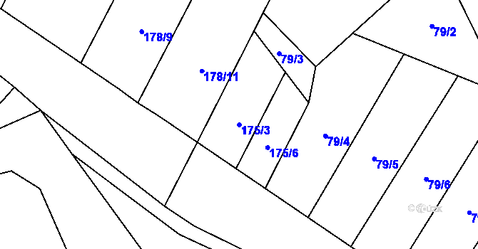 Parcela st. 175/3 v KÚ Doubrava u Kostomlat nad Labem, Katastrální mapa